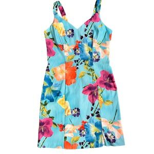 Dawn Joy Floral Print‎ Dress Colorful Vintage Style Size 3/4